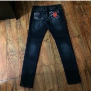 New Beautiful Studded Dark Blue Rocawear Jeans with Red Detail